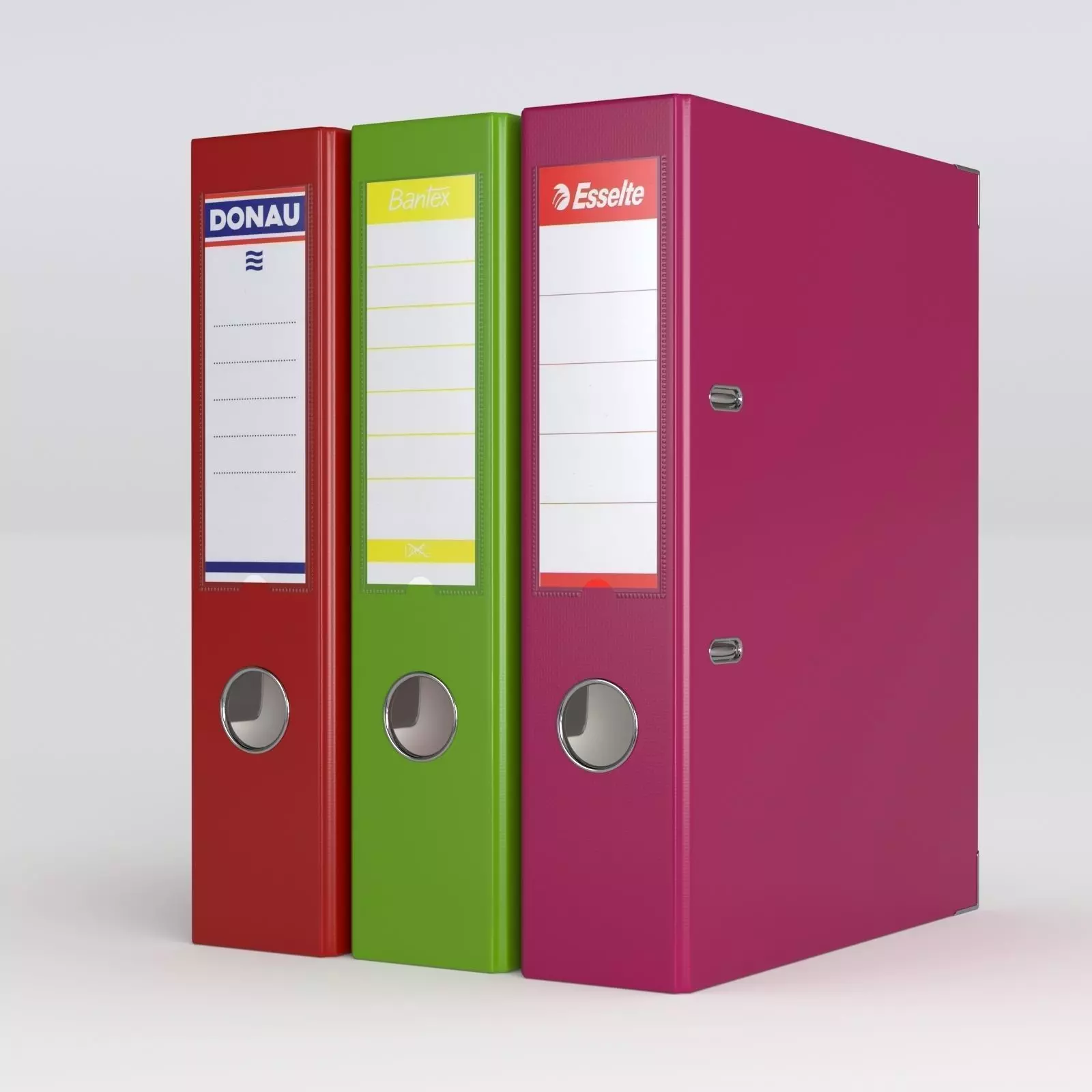 Binder three colorful binders 3D model_0