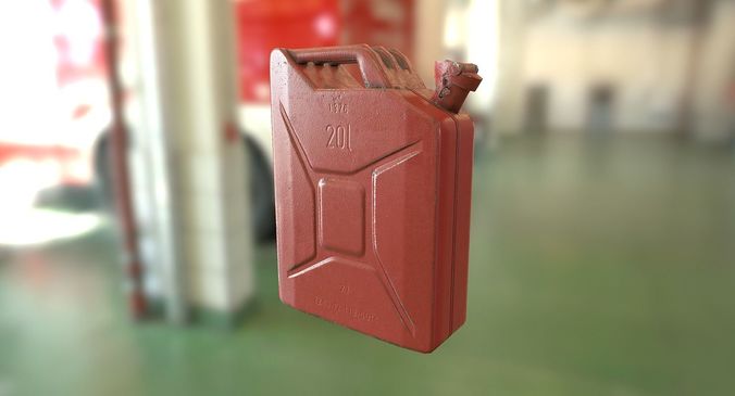 Red Jerry Can Low-poly 3D model 4