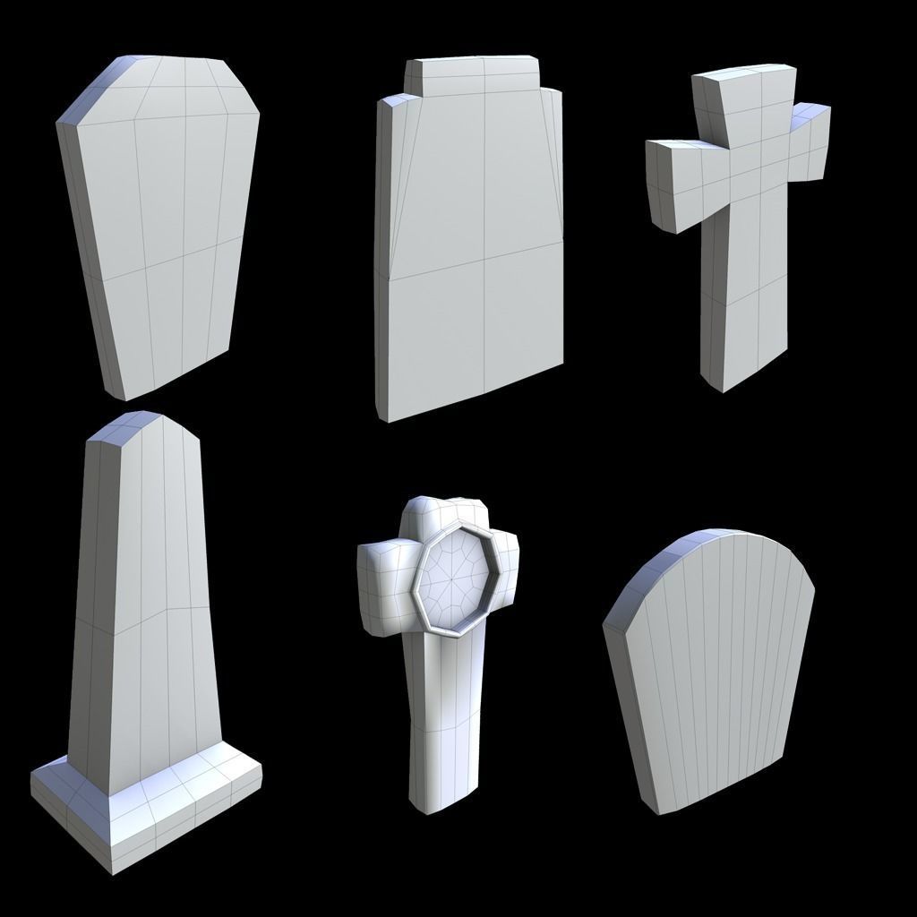 Old Gravestones 3D Model Collection_16