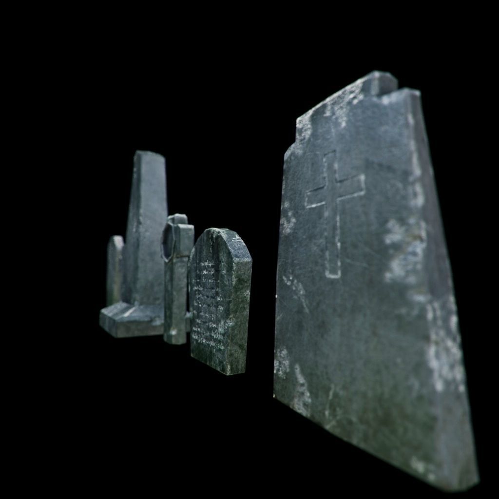 Old Gravestones 3D Model Collection_1