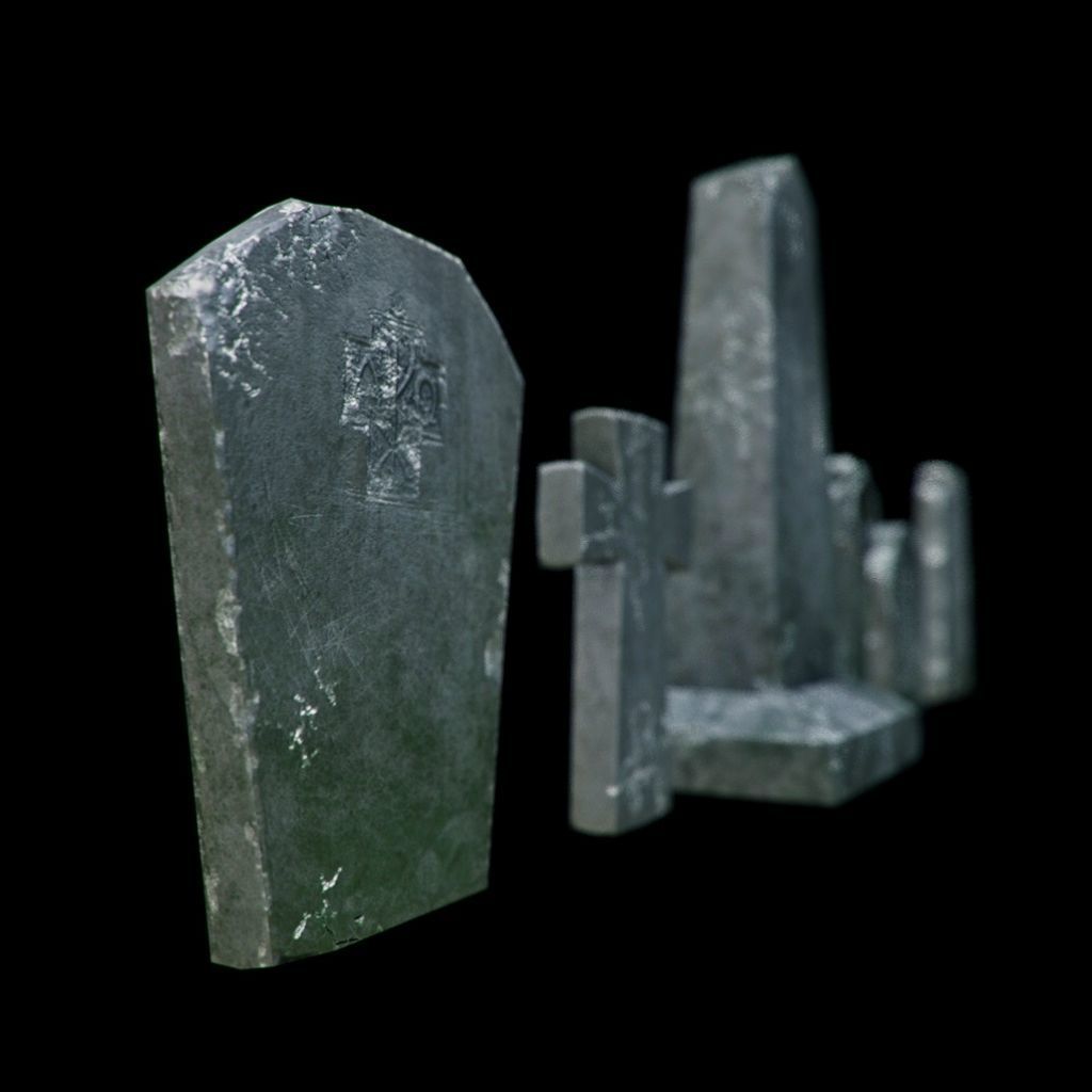 Old Gravestones 3D Model Collection_2