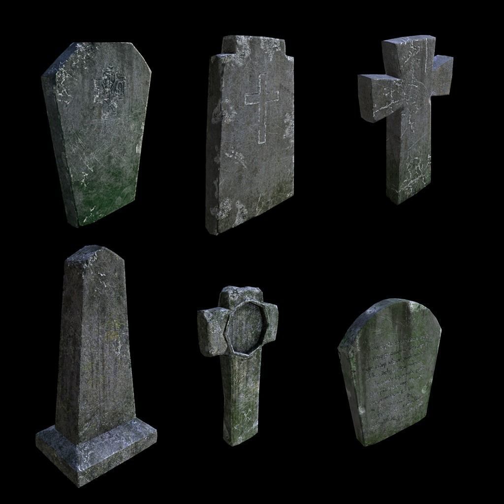 Old Gravestones 3D Model Collection_15