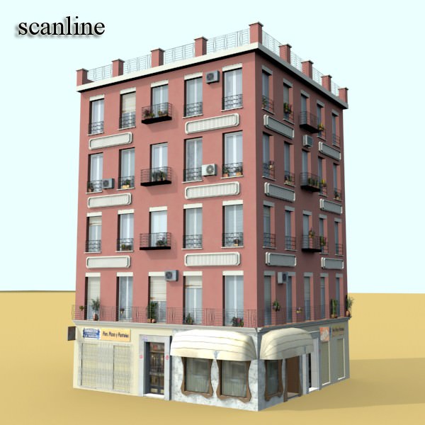 Photorealistic Low Poly Building 3D model_9