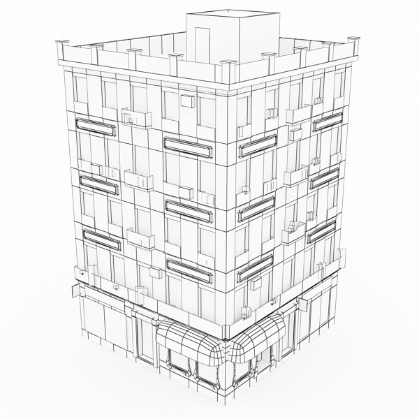 Photorealistic Low Poly Building 3D model_11
