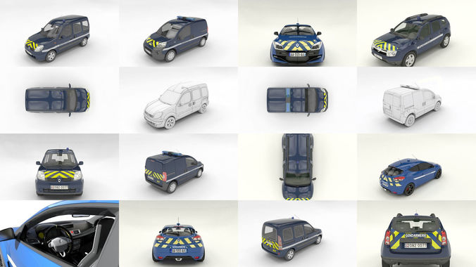 french gendarmerie vehicles 3D Model Collection