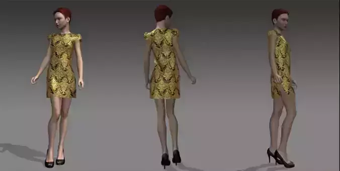 Gold black brocade dress