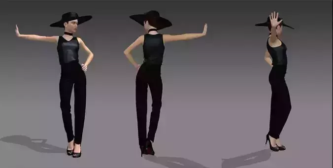 All black chic outfit for woman Low-poly 3D model