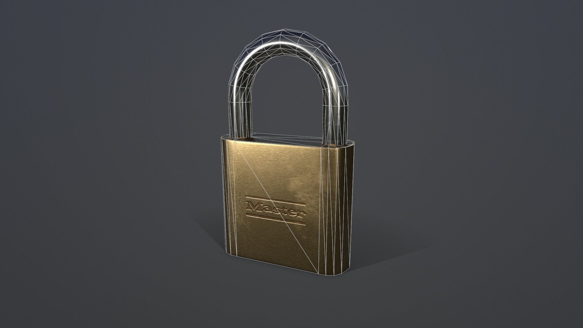 Padlock gold Low-poly 3D model_3