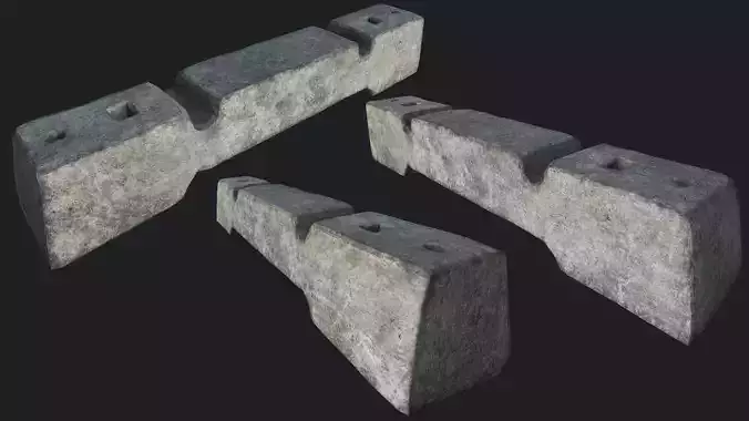 Small Concrete Barricade PBR Low-poly 3D model