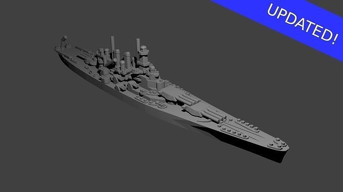 US North Carolina Class Battleship 3D print model