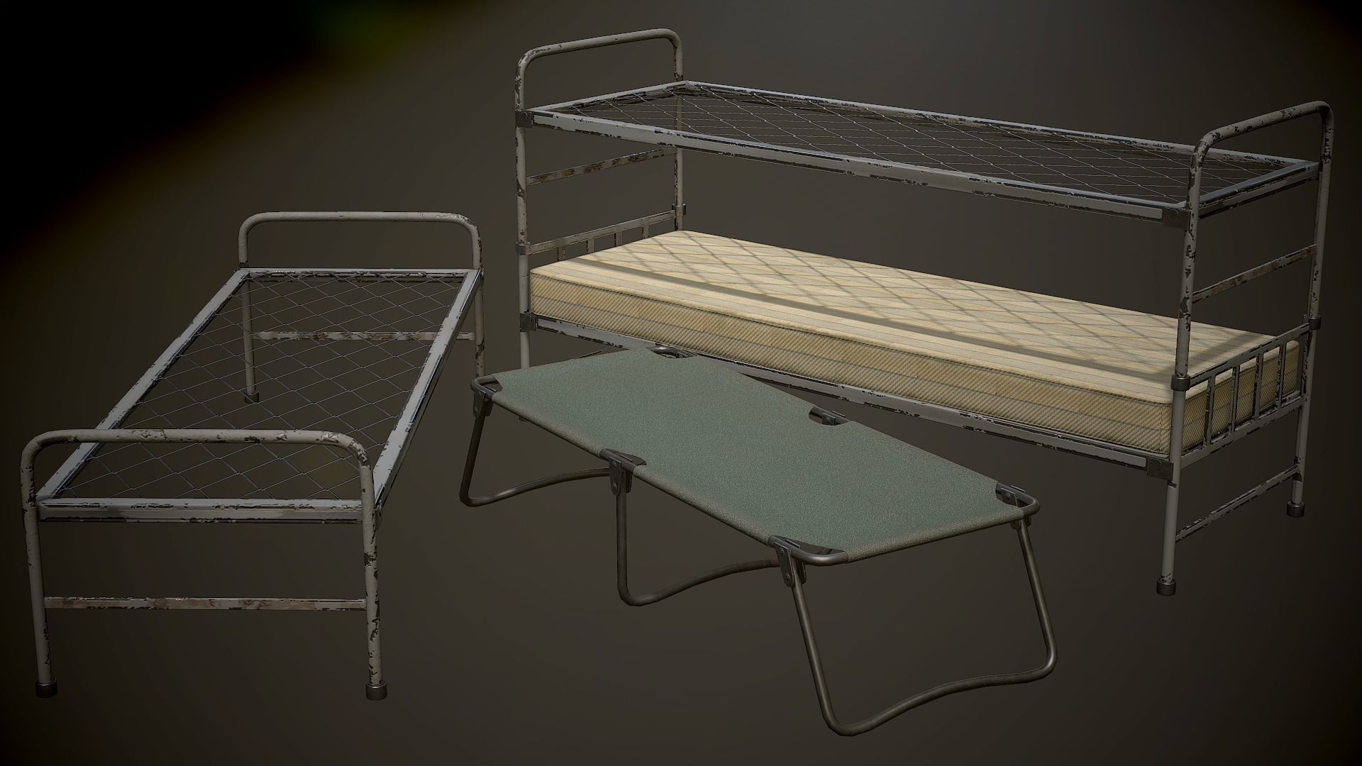 Bed and Cot Low-poly 3D model_3