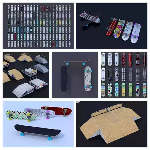 Skateboard Ramps Park Mega pack Game Asset Collection Low-poly 3D model