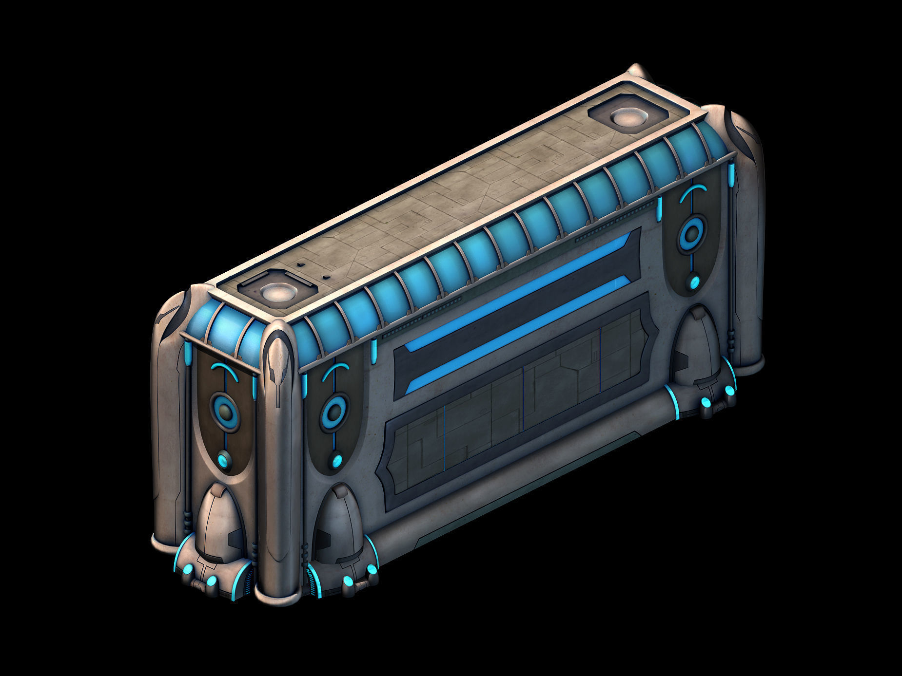 Space Station - City Gate Wall 01 3D model_6