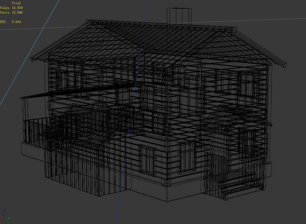Wooden board building - private room 04 3D model_1
