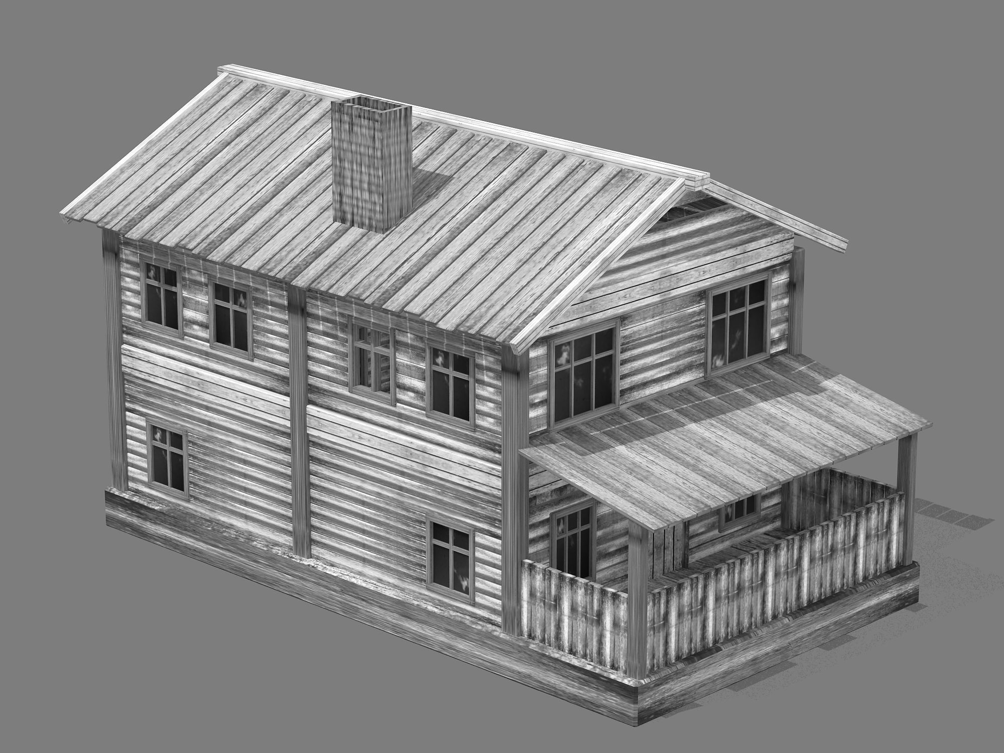 Wooden board building - private room 04 3D model_3