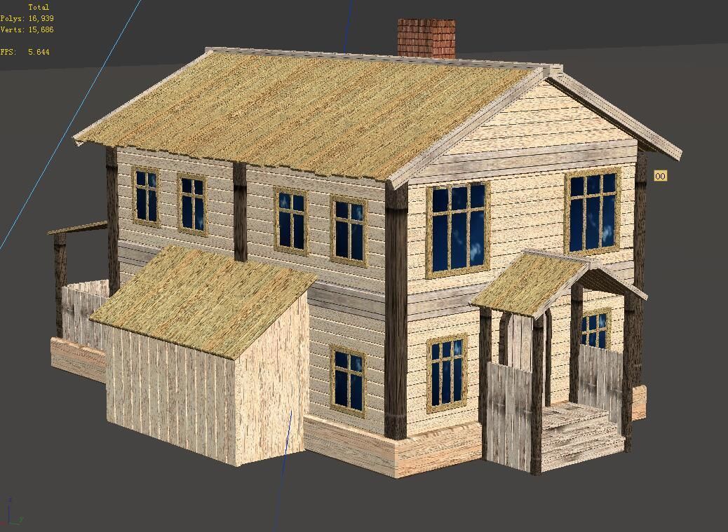 Wooden board building - private room 04 3D model_2