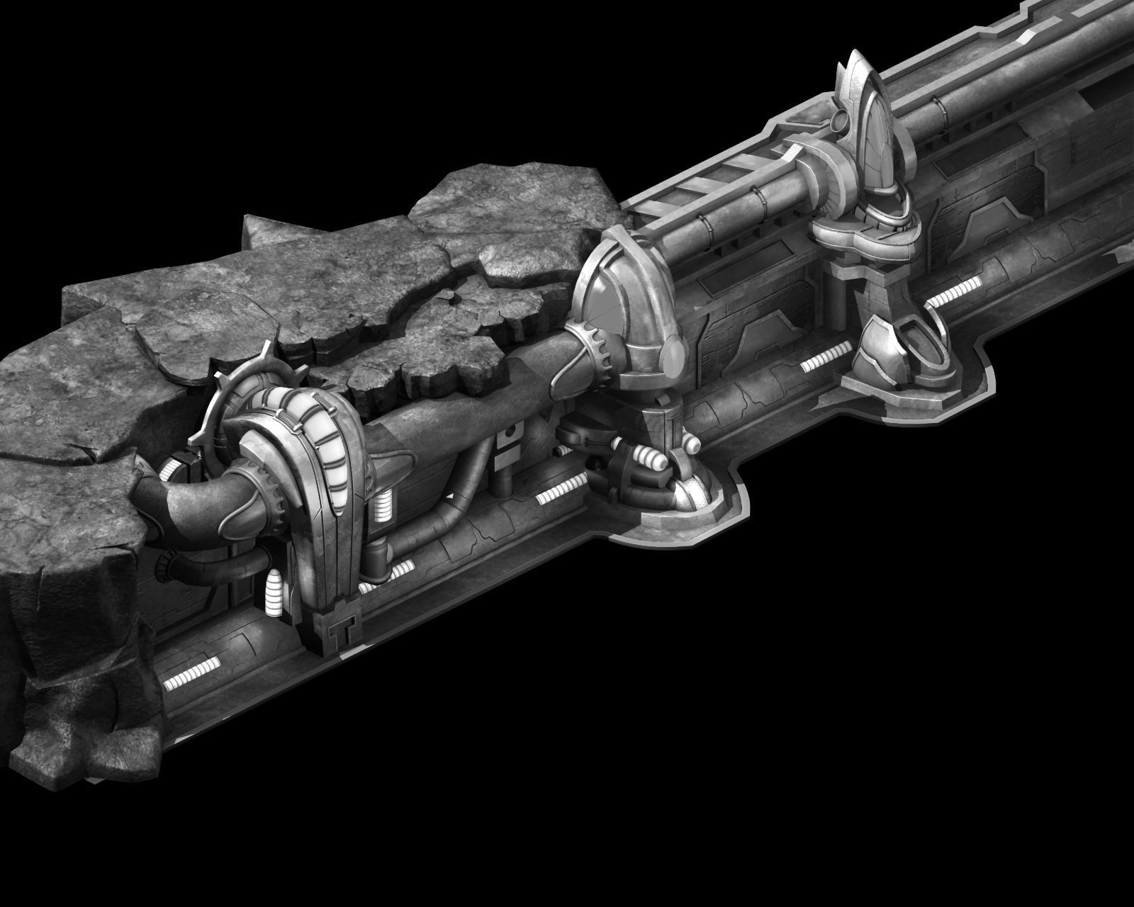 Mountain drainage pipe - wall 01 3D model_2