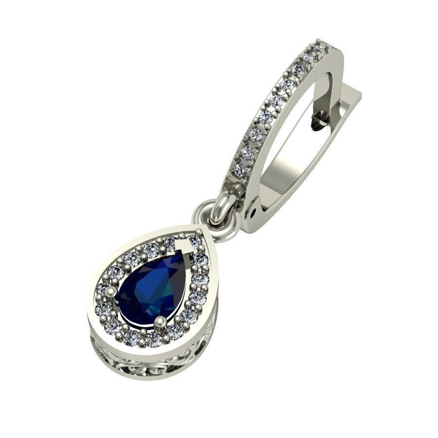  fashion earring with gems  3D print model_1