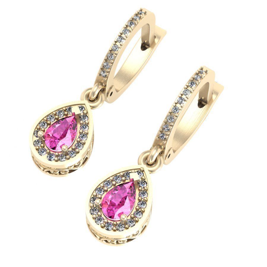  fashion earring with gems  3D print model_4