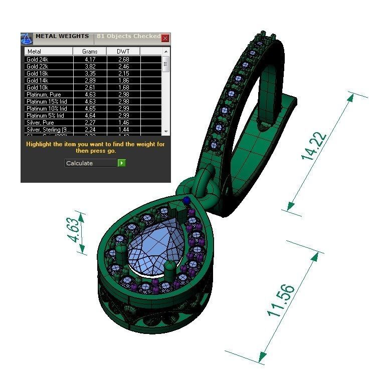  fashion earring with gems  3D print model_5