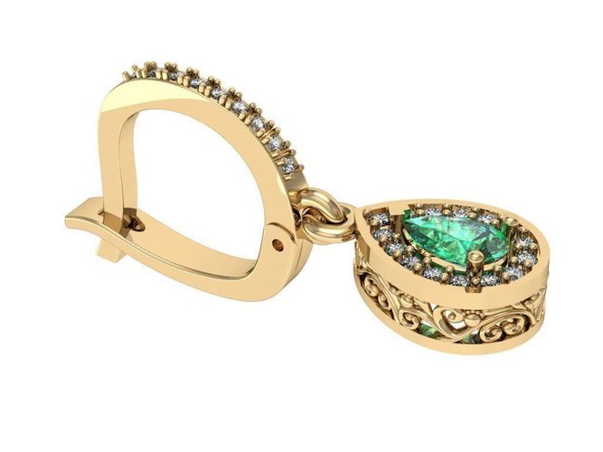  fashion earring with gems  3D print model