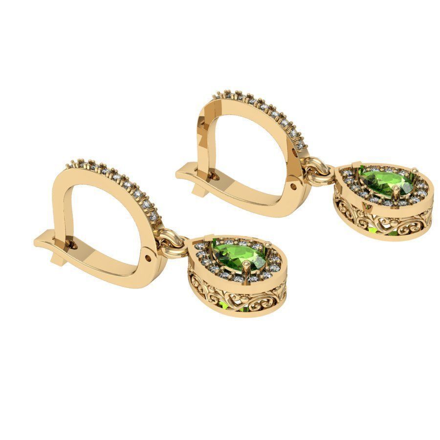  fashion earring with gems  3D print model_2