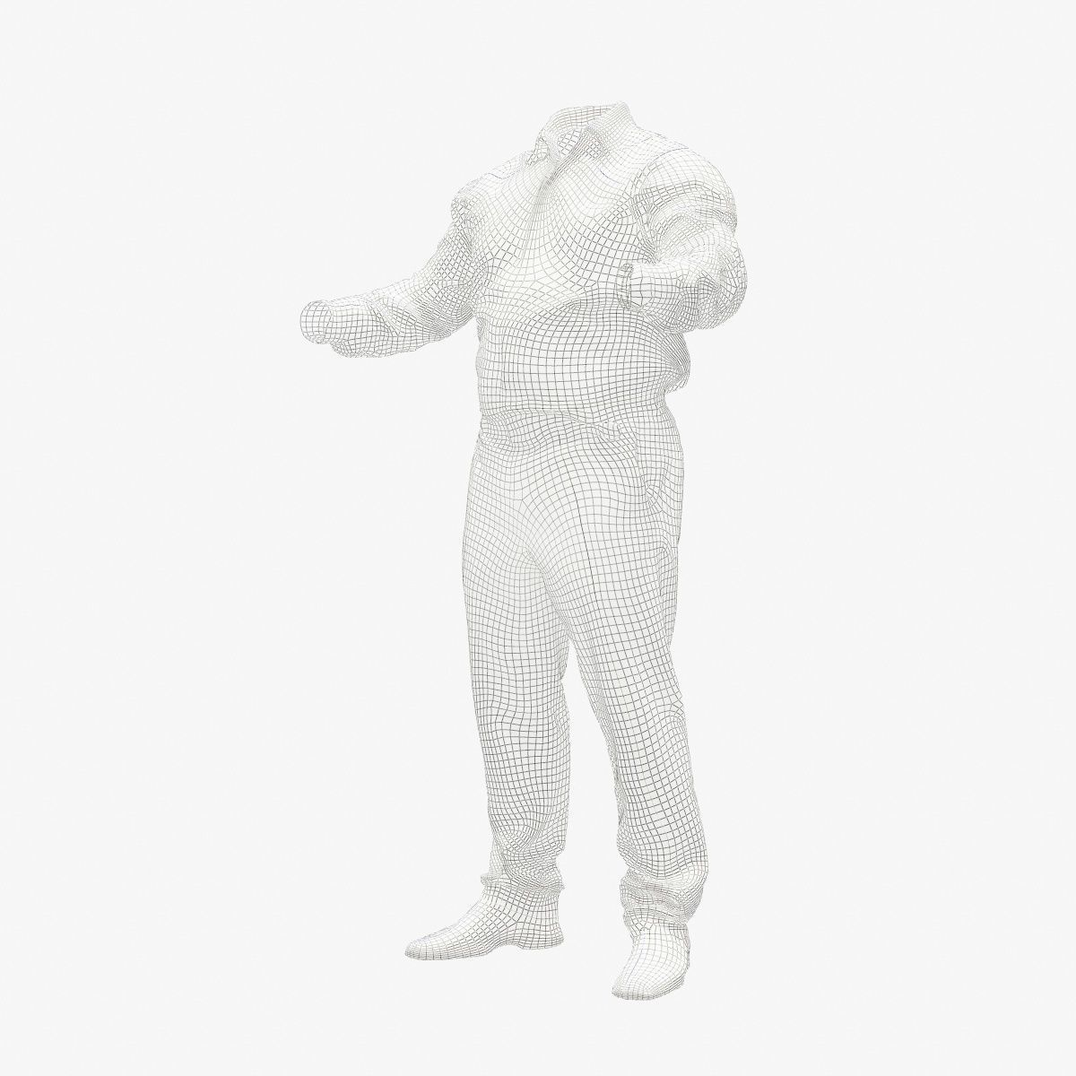 Male Casual Outfit 45 Shirt Pants Shoes Low-poly 3D model_9