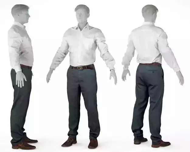 Male Casual Outfit 45 Shirt Pants Shoes Low-poly 3D model