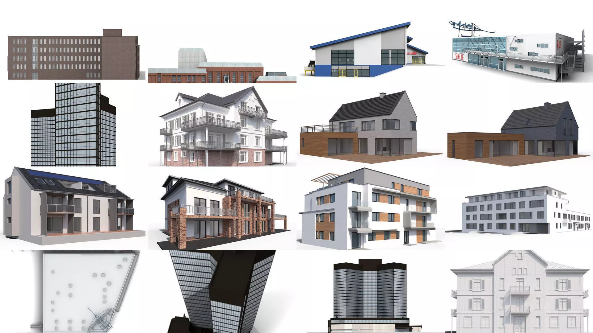 12x Secular buildings - 3D Building Models 3D Model Collection_0