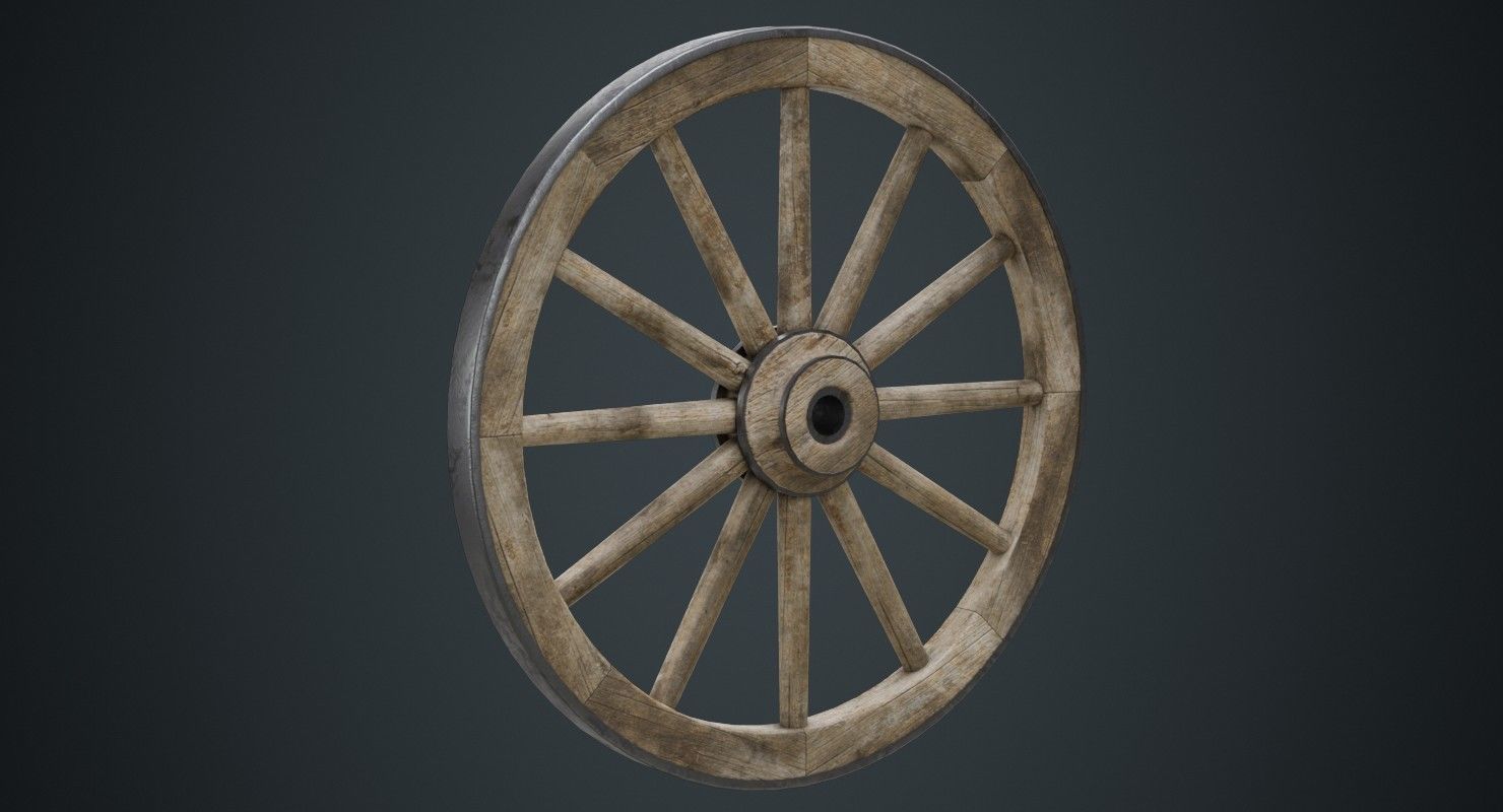Wagon Wheel 1B Low-poly 3D model_3