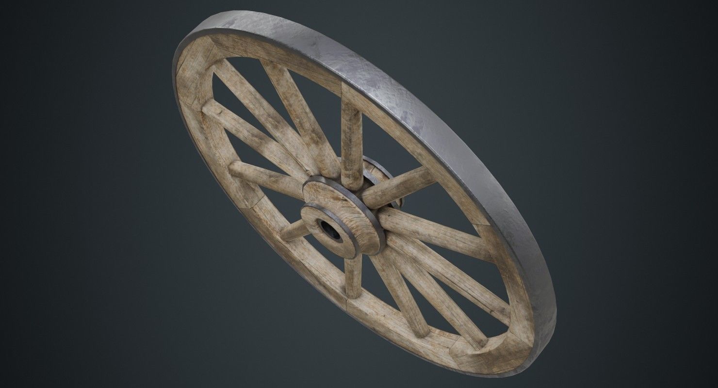 Wagon Wheel 1B Low-poly 3D model_2