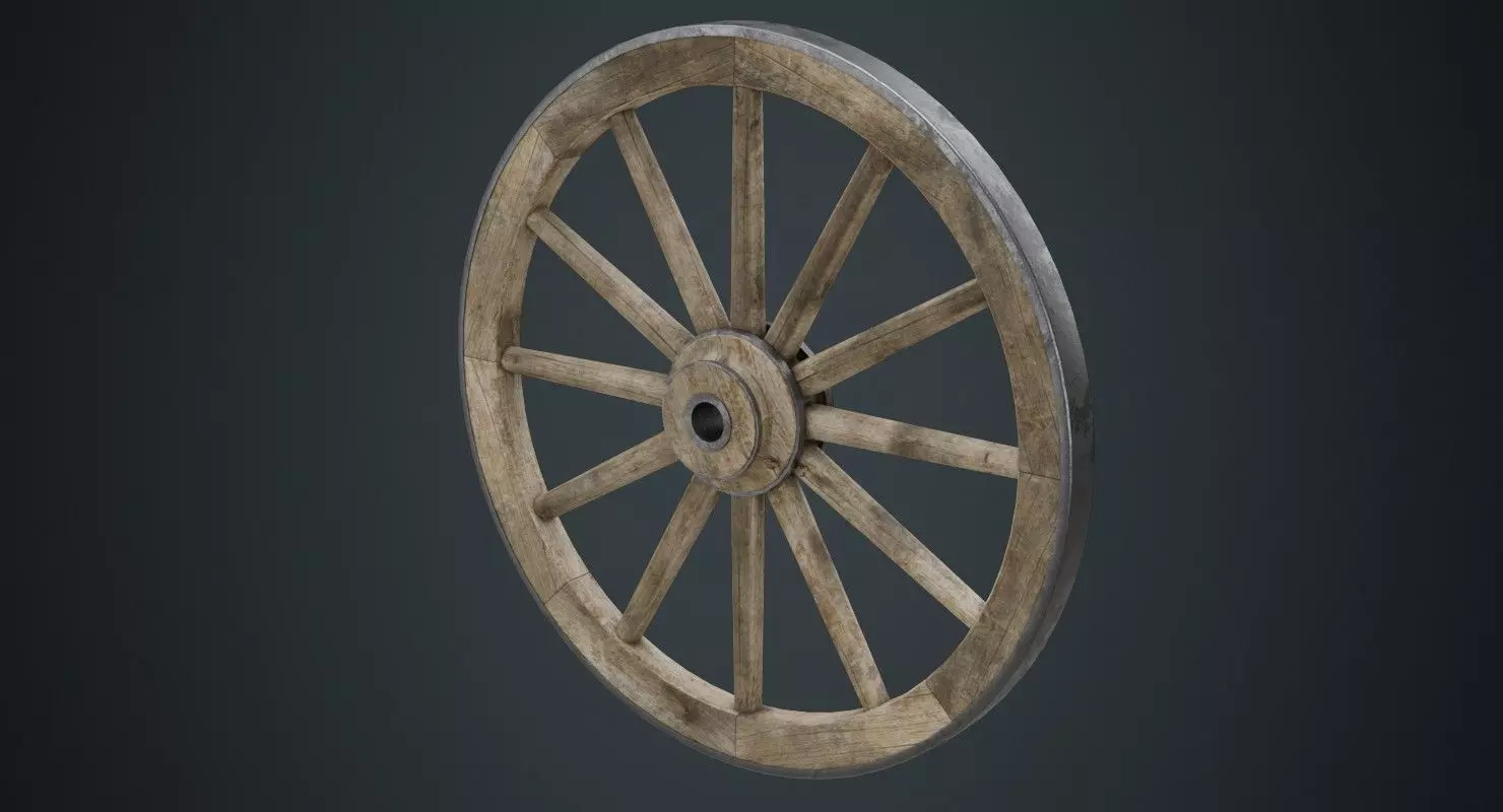 Wagon Wheel 1B Low-poly 3D model_0