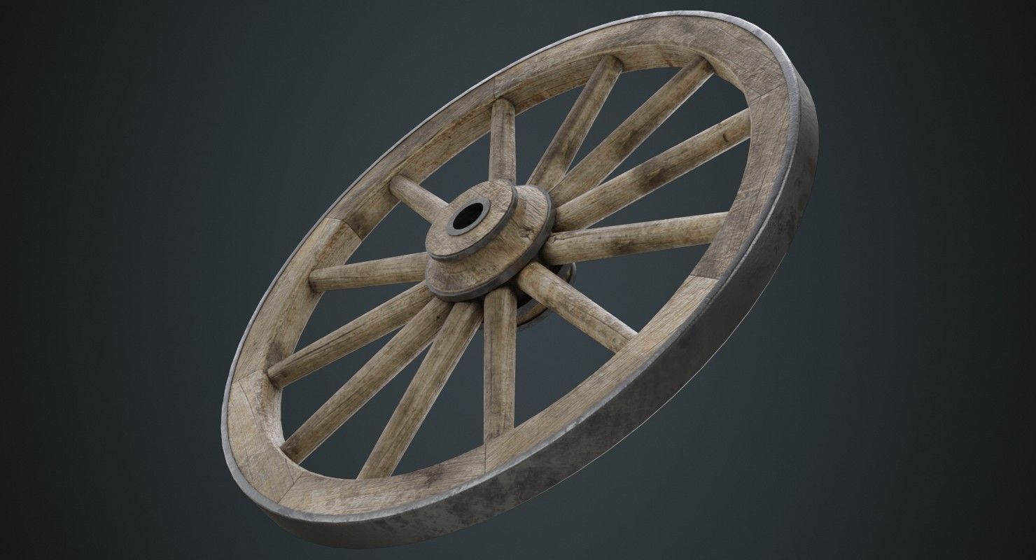 Wagon Wheel 1B Low-poly 3D model_4