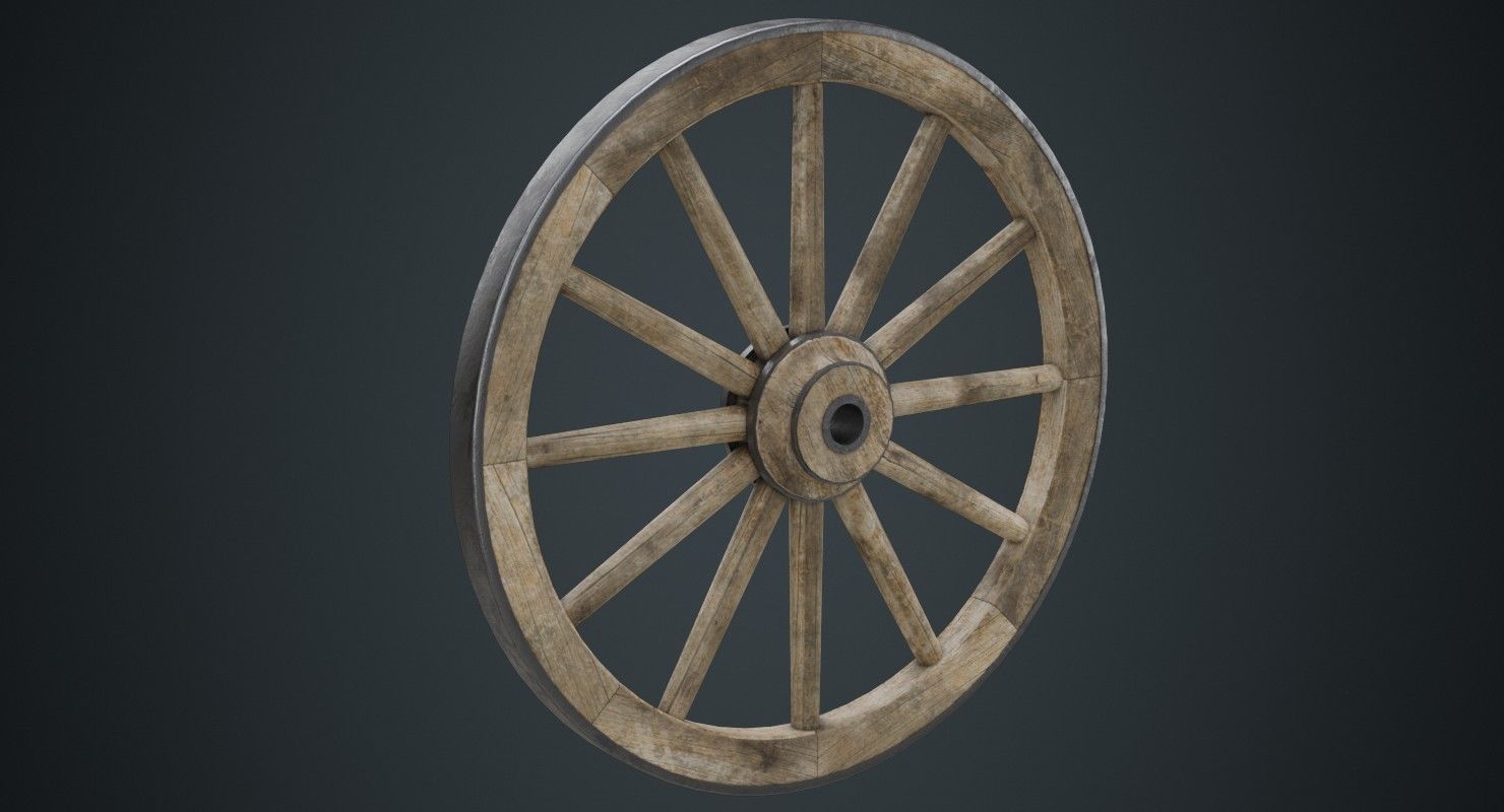 Wagon Wheel 1B Low-poly 3D model_1