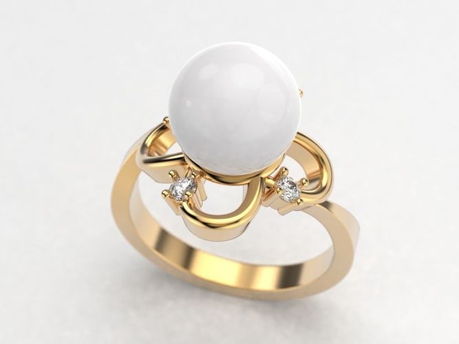 Ring with pearls Free 3D print model