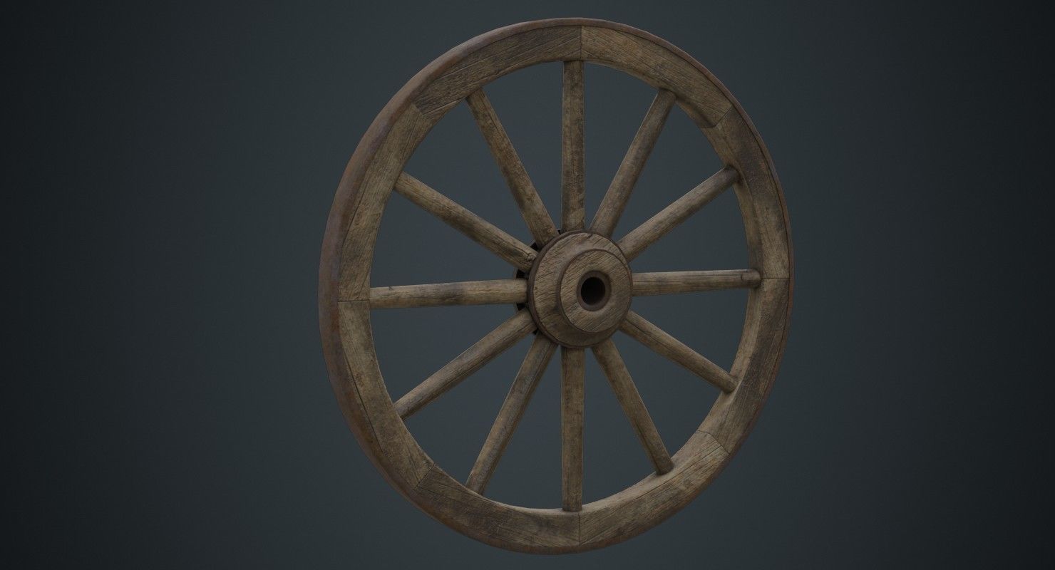 Wagon Wheel 1C Low-poly 3D model_3