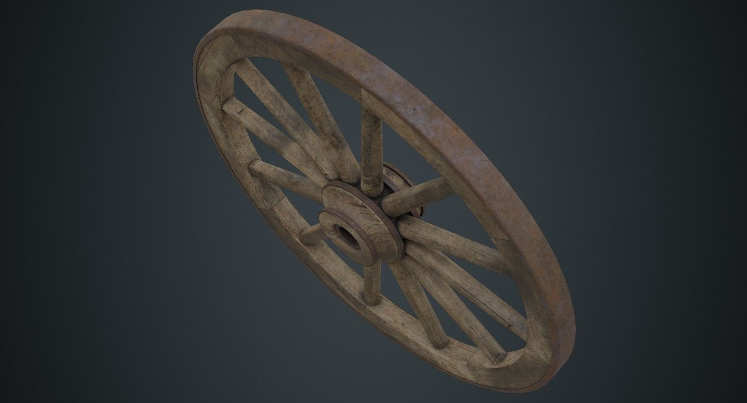 Wagon Wheel 1C Low-poly 3D model_2