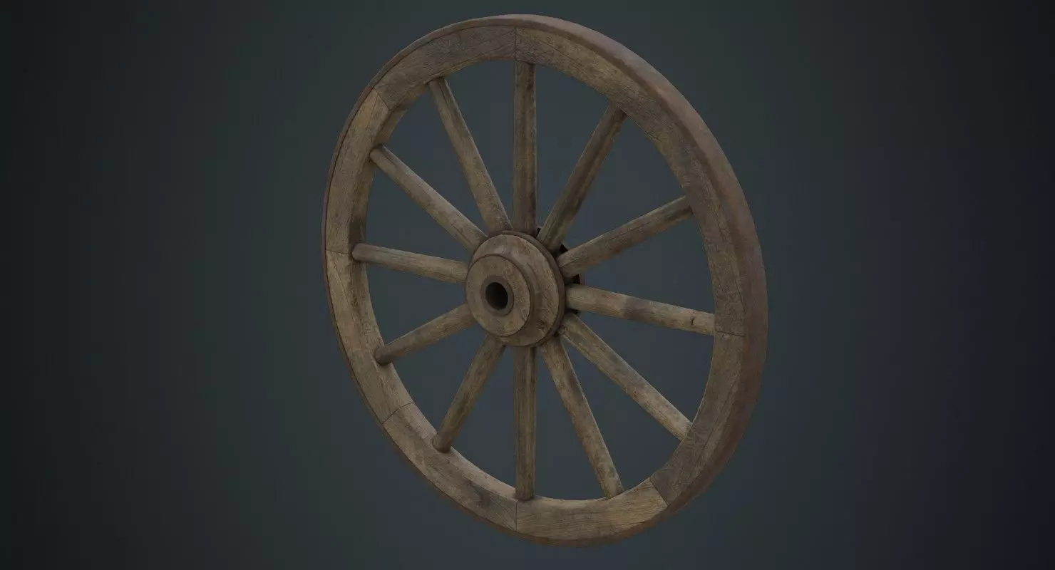 Wagon Wheel 1C Low-poly 3D model_0