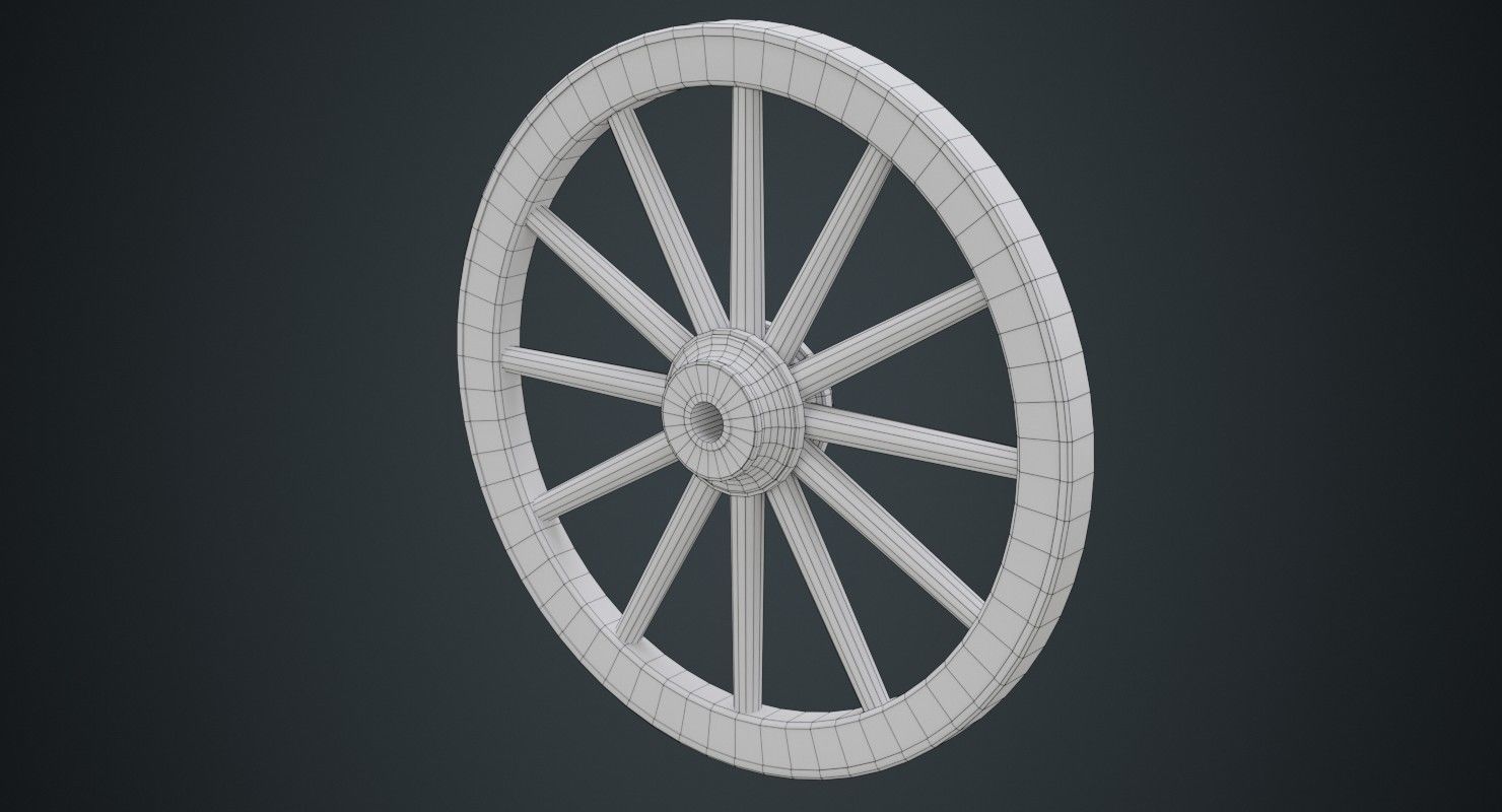 Wagon Wheel 1C Low-poly 3D model_5
