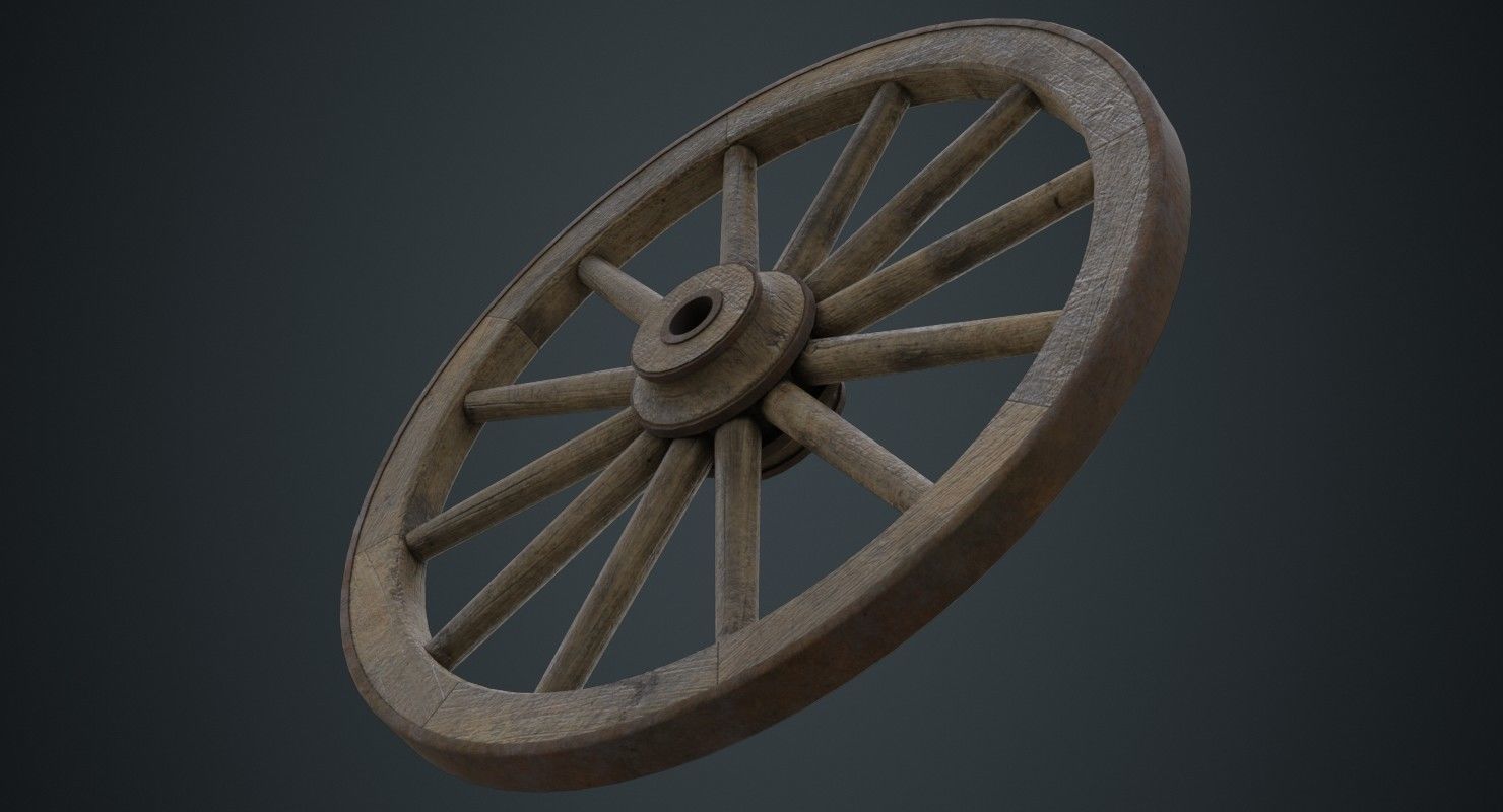 Wagon Wheel 1C Low-poly 3D model_4