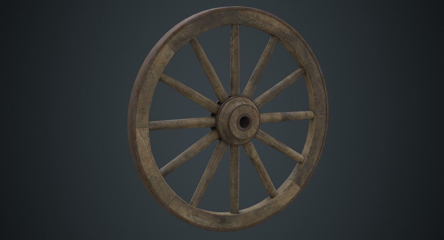 Wagon Wheel 1C Low-poly 3D model_1