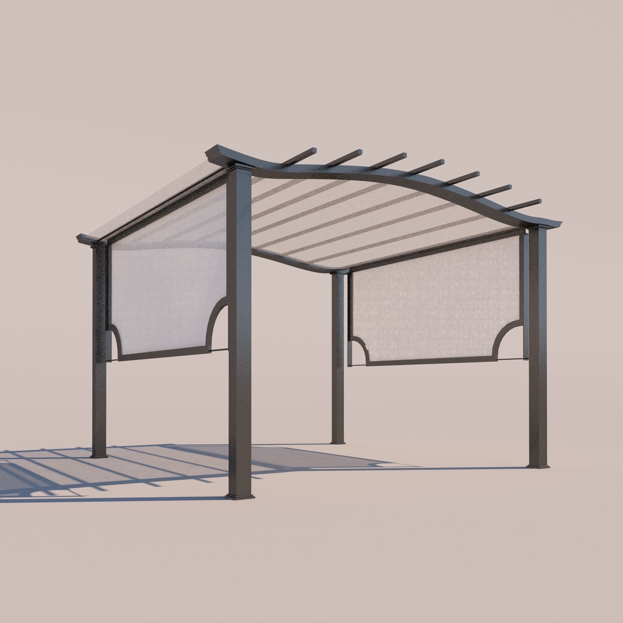 Shade wooden gazebo 3D Model Collection_1