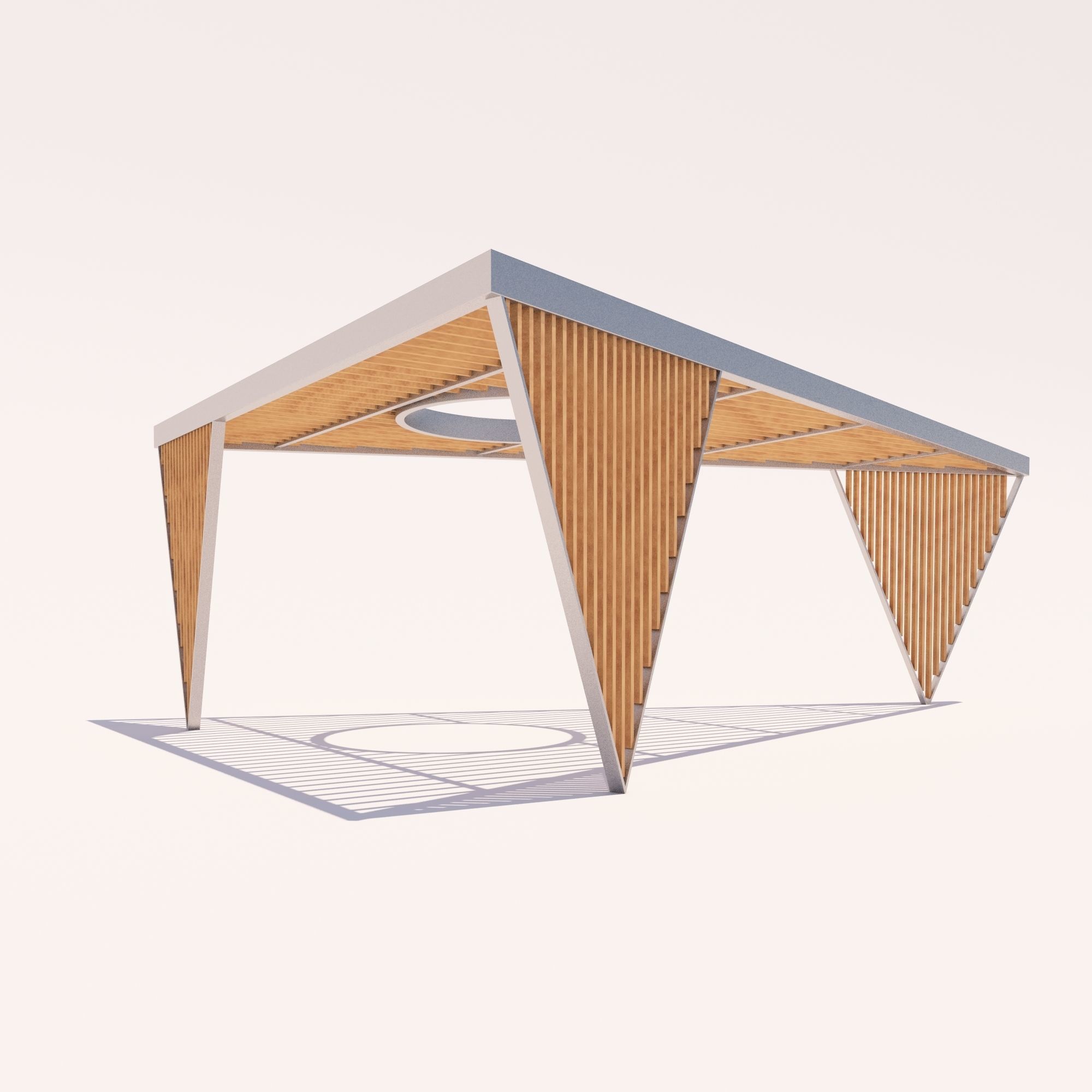 Shade wooden gazebo 3D Model Collection_5