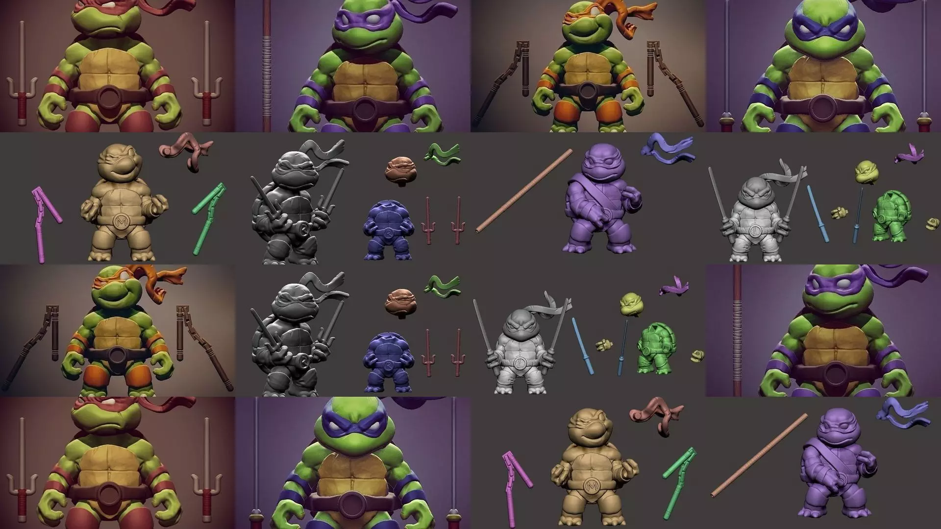 Chibi Mutant Ninja Turtles 3D Model Collection_0