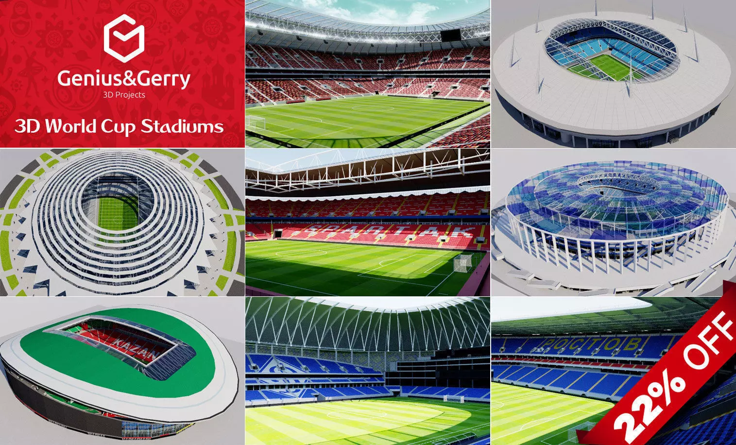 3D World Cup Stadiums - Russia 2018 3D Model Collection_0