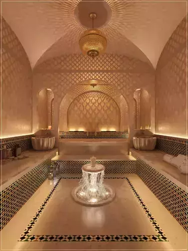 3D Moroccan Hammam Spa arabic  bathroom