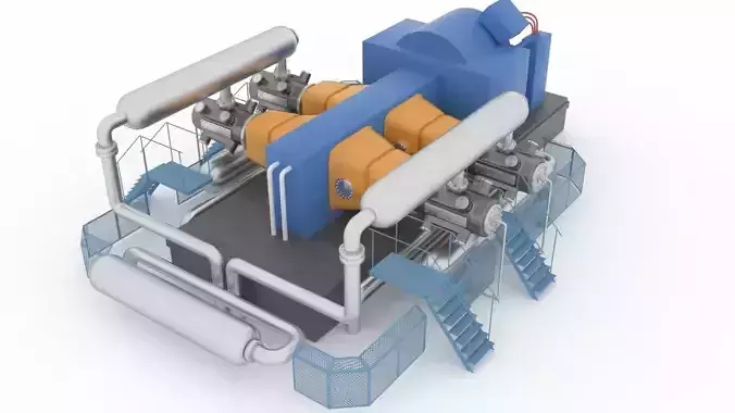 Indoor gas compressor Low-poly 3D model