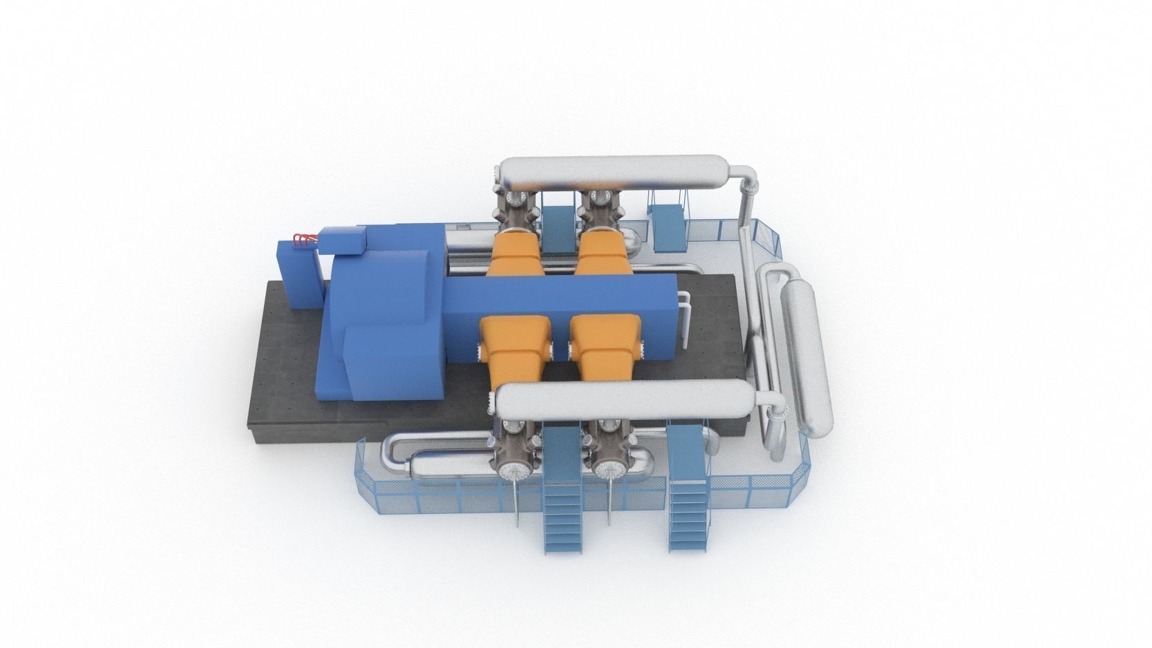 Indoor gas compressor Low-poly 3D model_1