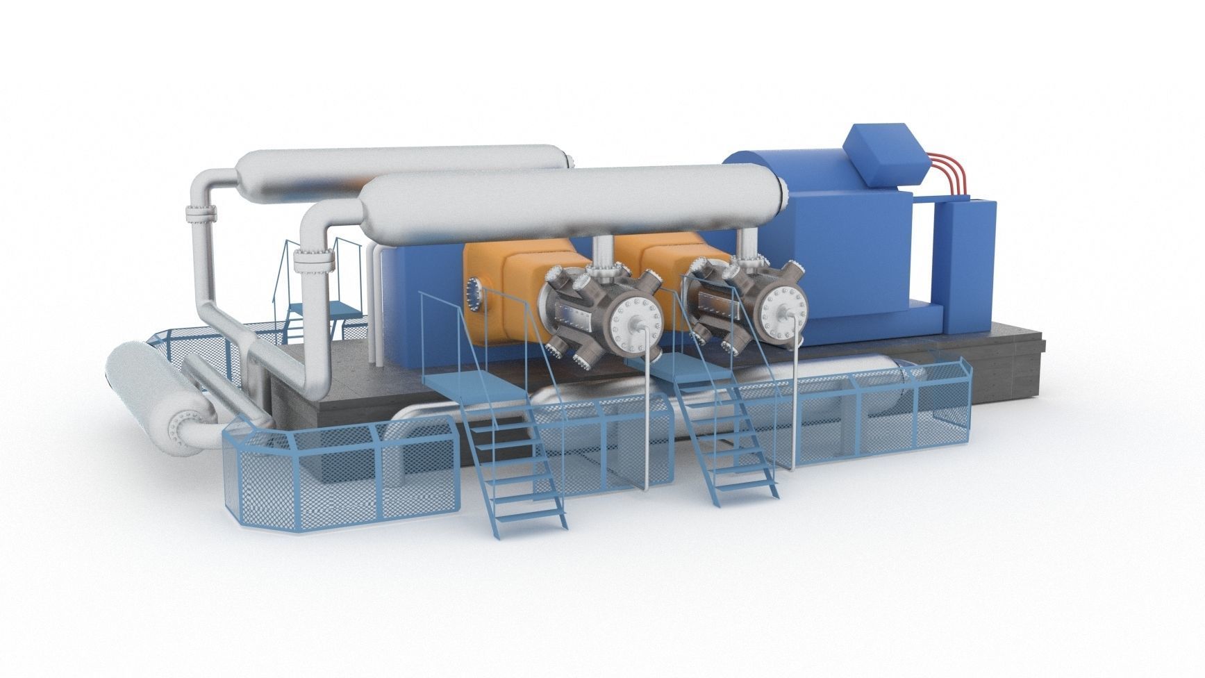 Indoor gas compressor Low-poly 3D model_4