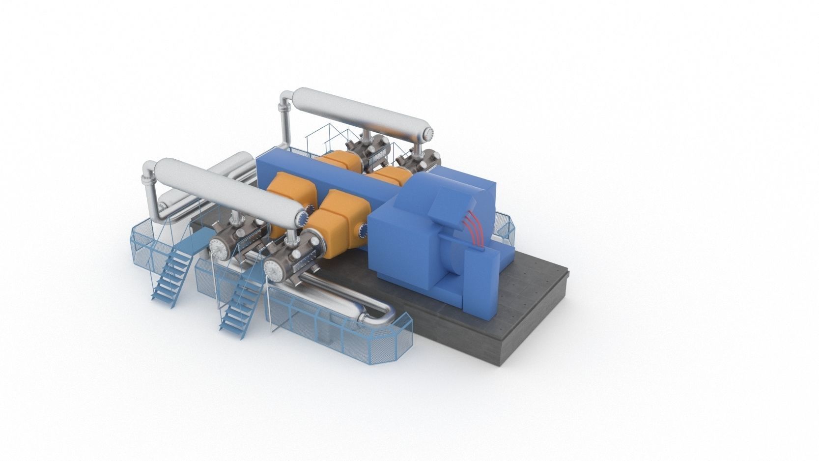 Indoor gas compressor Low-poly 3D model_3